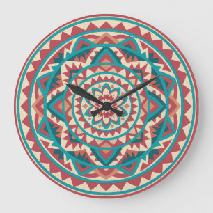 Modernes Südwestmandala Große Wanduhr