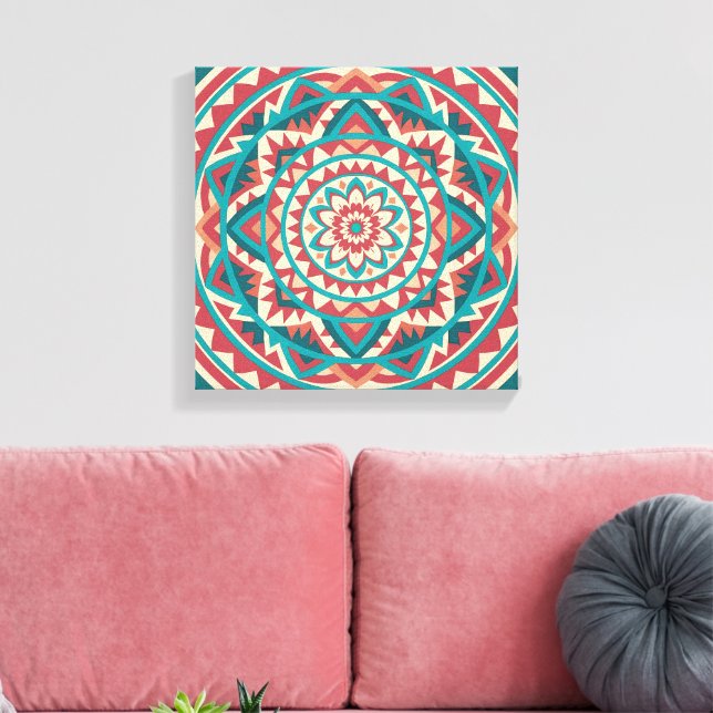 Modernes Südwestmandala Leinwanddruck (Insitu (Wohnzimmer))