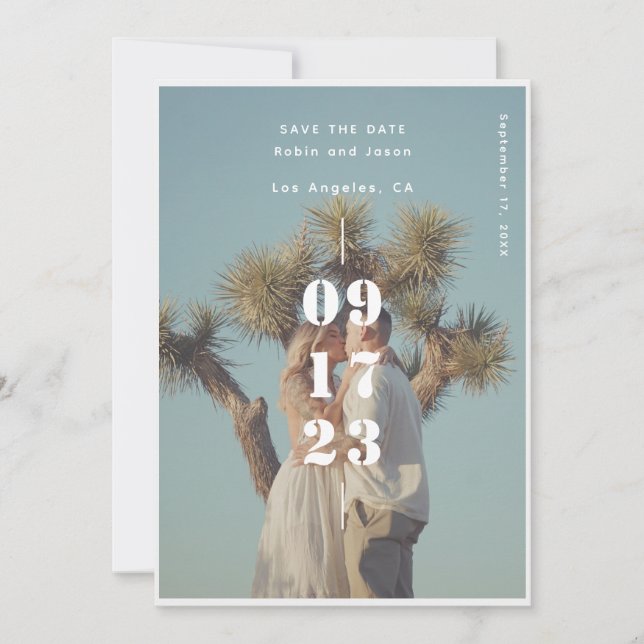 Modernes Summer Inline Wedding Foto Save The Date (Vorderseite)