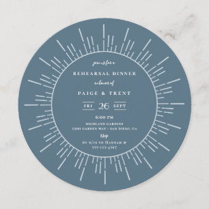 Modernes Sunburst Slate Blue Probe Dinner Einladung
