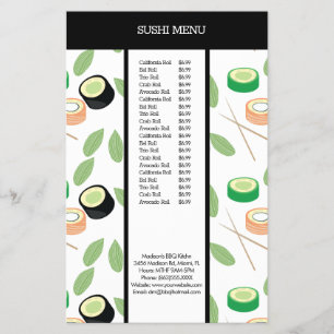 Modernes Sushi-Asiat-Restaurant-Pattern-Menü Flyer