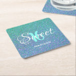Modernes Sweet 16 Aquamarin Blue Glitzer Personali Rechteckiger Pappuntersetzer<br><div class="desc">Dekorieren Sie Ihren Tisch mit diesen modernen Sweet 16 Aquamarin Blue Glitzer Personalisiert Square Paper Untersetzer. Jedes ist mit einem hübschen aquamarinen und blauen Imitat Glitzer Hintergrund konzipiert. "Sweet 16" ist in der Mitte in elegantem Script-Schriftart. Klicken Sie auf Vorlagenoption personalisieren und geben Sie den Namen ein, oder Sie können...</div>