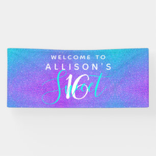 Modernes Sweet 16 Aquamariner Lila Glitzer Persona Banner