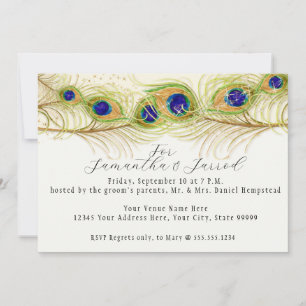Modernes Swirk Peacock Feathers Probe Dinner Einladung