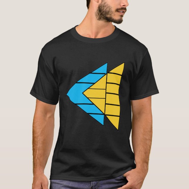 Modernes T-Shirt mit geometrischem Pfeil-Muster (Vorderseite)
