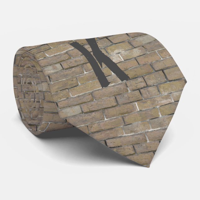 Modernes Tan Brick Wall Muster Monogramm erste Krawatte (Gerollt)