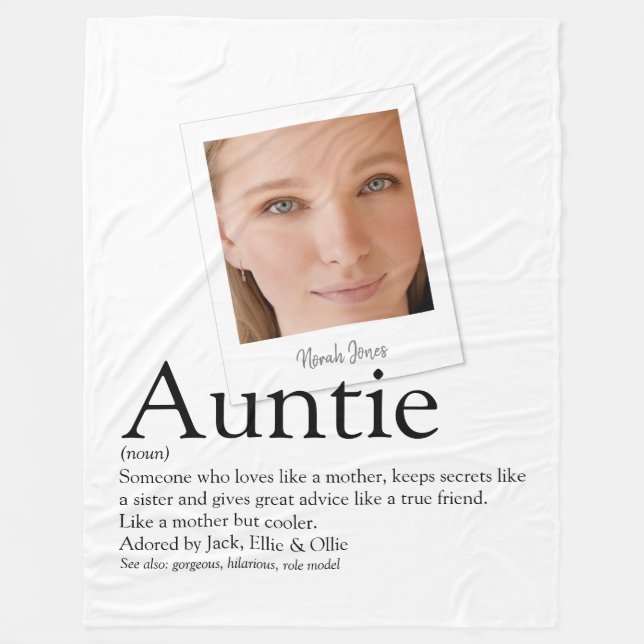 Modernes Tante Tuntie Definition Foto Fleecedecke (Vorderseite)
