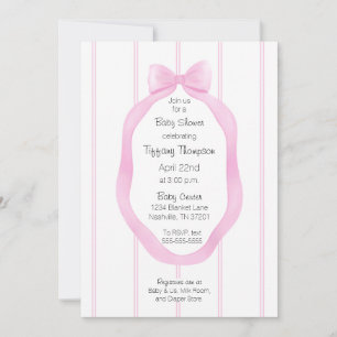 Modernes Tapete Rosa weiße Streifen Babydusche Einladung