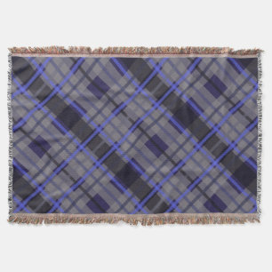 Modernes Tartan Blue Gray Black Pattern Decke