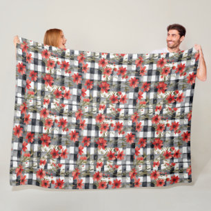 Modernes Tartan Grau-Flora-Muster Fleecedecke