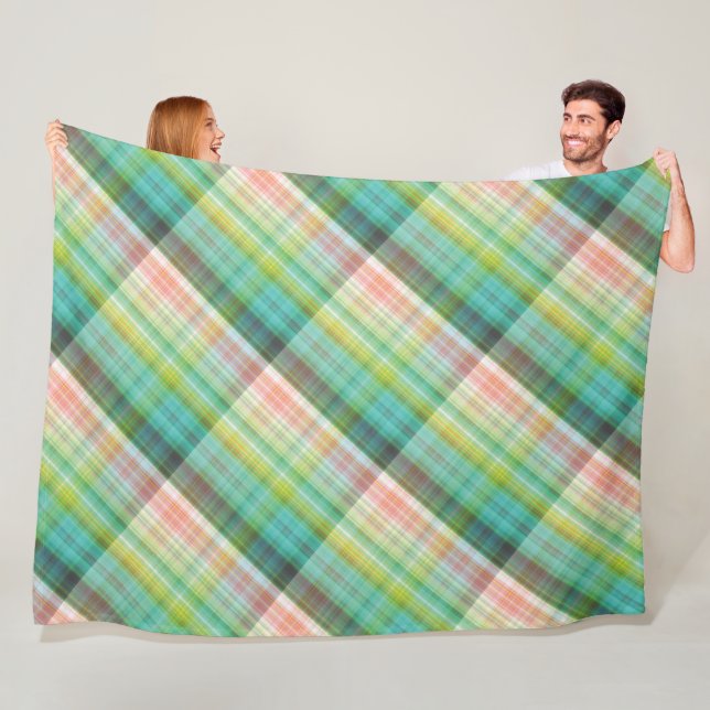 Modernes Tartan Green Tan Kariertes Muster. Fleecedecke (Beispiel)