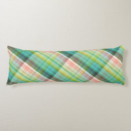 Modernes Tartan Green Tan Kariertes Muster. Seitenschläferkissen