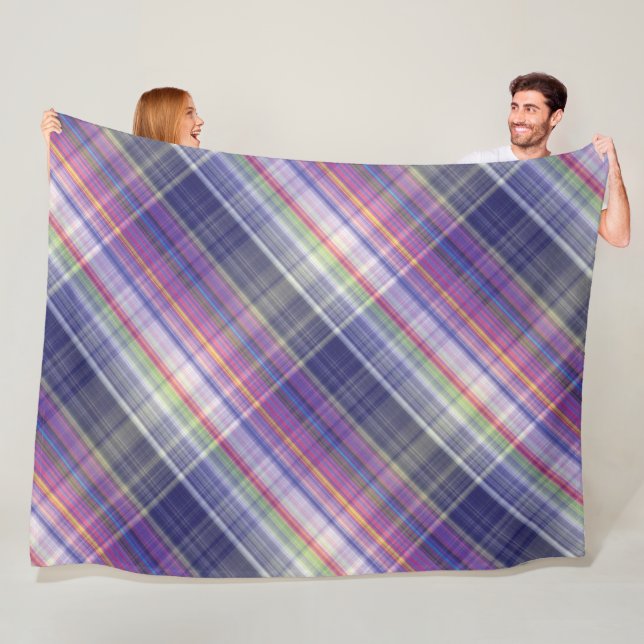 Modernes Tartan Lila Tan Kariertes Muster. Fleecedecke (Beispiel)