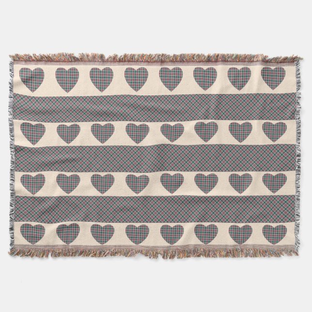 Modernes Tartan Niedlich Hearts Rosa Decke (Vorderseite)