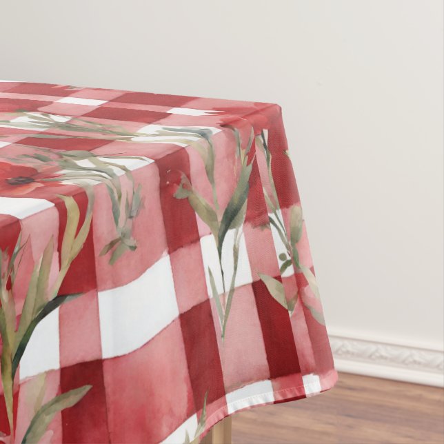 Modernes Tartan rotes Blumenmuster Tischdecke (Beispiel)