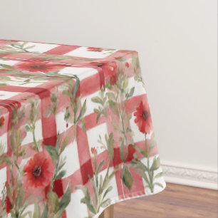 Modernes Tartan rotes Blumenmuster Tischdecke