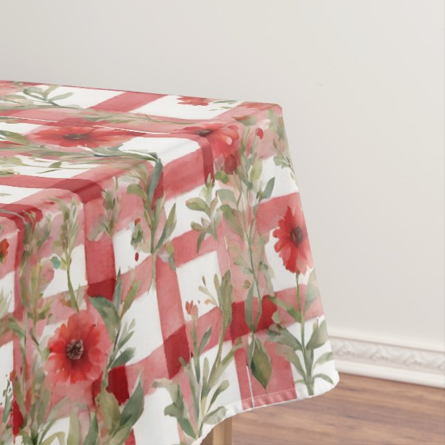 Modernes Tartan rotes Blumenmuster Tischdecke (Beispiel)
