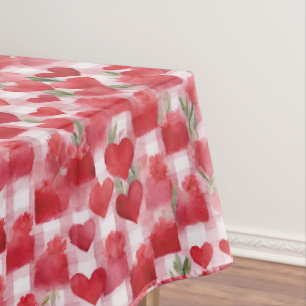 Modernes Tartan rotes Blumenmuster Tischdecke