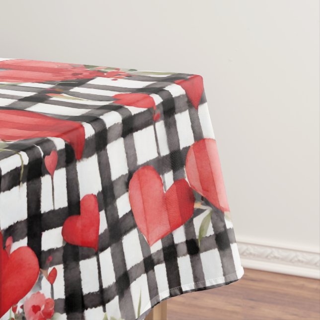 Modernes Tartan Rotherz Muster Tischdecke (Beispiel)