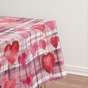 Modernes Tartan Rotherz Muster Tischdecke