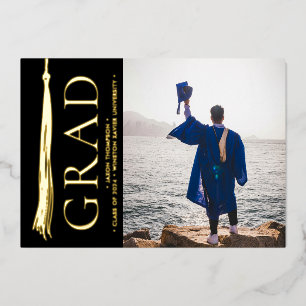 Modernes Tassel Foto Grad Party Custom Folien Feiertagskarte