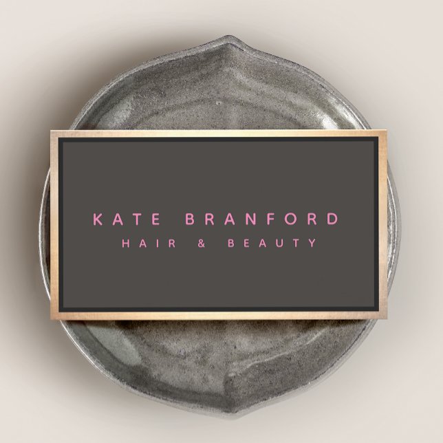 Modernes Taupe Grau Gold Border Beruflich Visitenkarte (Von Creator hochgeladen)