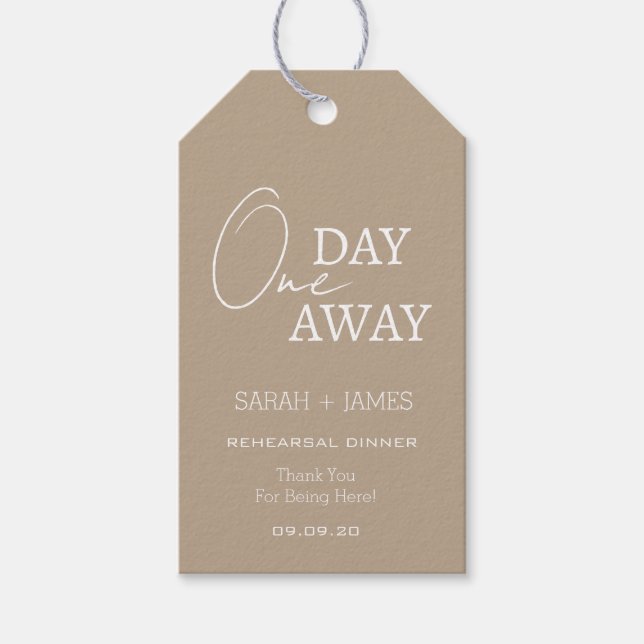 Modernes Taupe Probe Dinner Geschenkanhänger (Vorderseite)