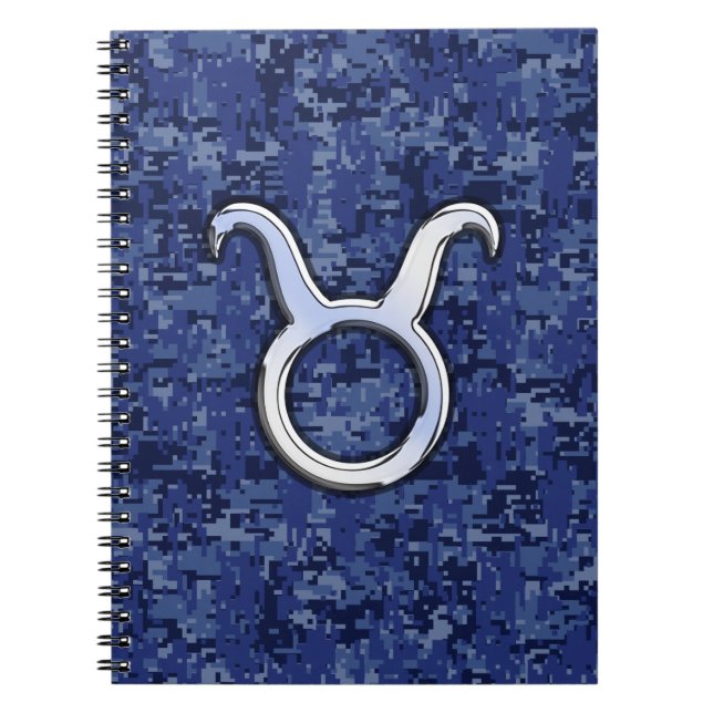 Modernes Taurus Zodiac Sign Blue Digital Camouflag Notizblock (Vorderseite)