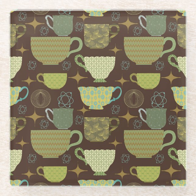 Modernes Teacup Brown aus dem Mittelalter Glasuntersetzer (Vorderseite)