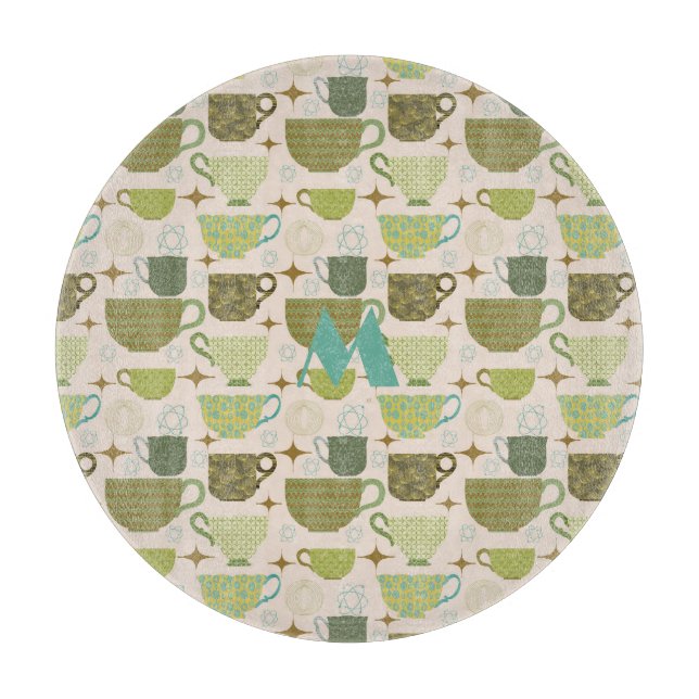 Modernes Teacup Monogramm aus dem Mittelalter Schneidebrett (Vorderseite)