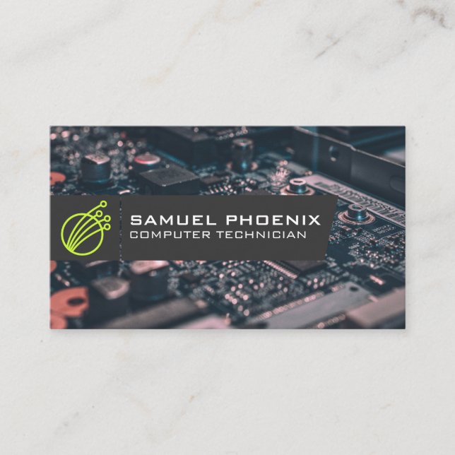 Modernes Tech-Symbol | Computerteile Visitenkarte (Vorderseite)