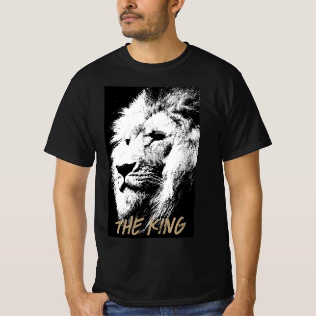 Modernes Template Mens Black T Shirts Lion Face (Vorderseite)