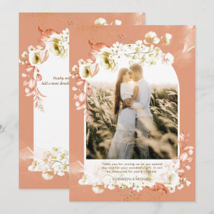 Modernes Terracotta Coral Floral FOTO DANKE