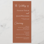 Modernes Terracotta Hochzeitsprogramm für digitale Karte<br><div class="desc">Dieses Hochzeit im Herbst-Zeremonieprogramm ist perfekt für eine böhmische Hochzeit. Diese trendige Farbpalette eignet sich ideal für einen Spätsommer oder eine Hochzeit im Herbst. Machen Sie sich dieses Programm zu eigen, indem Sie Ihre Namen und alle Einzelheiten Ihrer Hochzeitsfeier eintragen. Lassen Sie sie drucken oder wählen Sie einen digitalen Download,...</div>