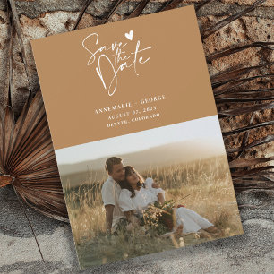 Modernes Terracotta-Kalligrafie-Script-Foto Save The Date