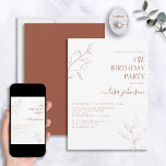 Modernes Terracotta Script Botanical 50. Geburtsta Einladung<br><div class="desc">Nicht Ihre typische 50. Geburtstagsfeier! Mit dieser modernen Terracotta Burnt Orange Drehbuch botanische 50. Geburtstagseinladung können Sie sich einen Eindruck von Ihren Gästen machen. Die atemberaubende Linienkunst ist zugleich delikat und komplex, die perfekte Kombination aus stilvollem und elegantem Ambiente, die Ihren besonderen Tag von der Erholung abhebt. Und wenn Sie...</div>