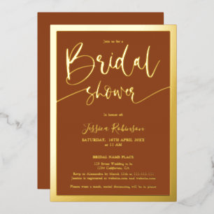 Modernes Terracotta-Skript-trendy Brautparty Folieneinladung