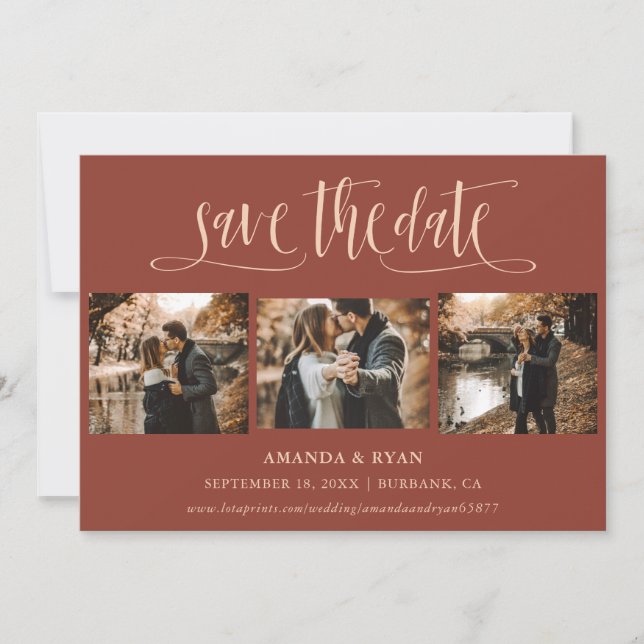 Modernes Terracotta Wedding Foto Save the Date (Vorderseite)