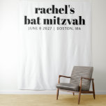 Modernes Terracotta Weißes Bat Mitzvah Foto Hinter Wandteppich<br><div class="desc">Personalisierte moderne,  muffige Typografie Schwarz-Weiß-Bat Mitzvah Foto Hintergrund</div>
