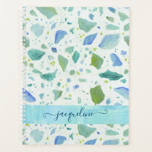 Modernes Terrazzo Beach Blue Aqua Green Muster Planer