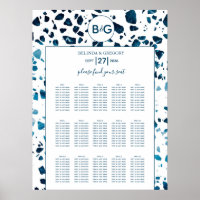 Modernes Terrazzo Mosaik Blue Wedding Chart