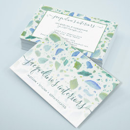Modernes Terrazzo Muster Script Aqua Green Visitenkarte