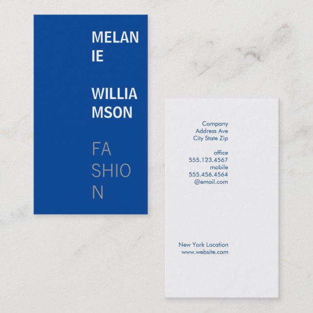 Modernes Textdesign | Blau Visitenkarte (Vorne/Hinten)