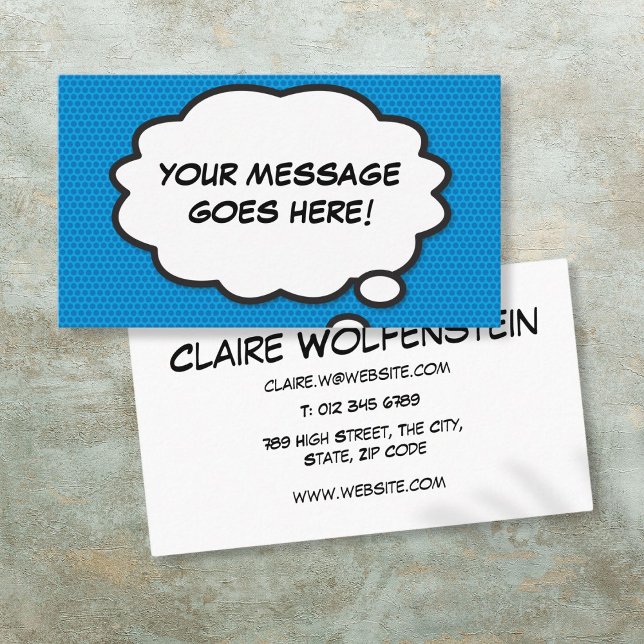 Modernes Think Bubble Message Fun Comic Book Visitenkarte (Modern Think Bubble Message Fun Comic Book Business Card)