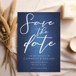 Modernes, tiefblaues Minimalistisches Ufer Save The Date