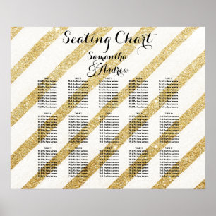 Modernes Tischdiagramm mit goldfarbenem Pinsel Poster