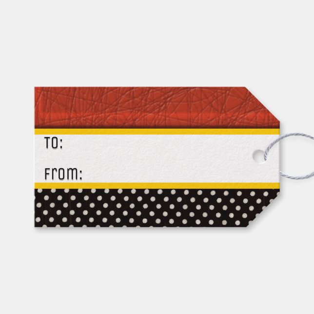 Modernes To-From in Rot, Weiß, Schwarz und Gold Geschenkanhänger (Vorderseite (Horizontal))