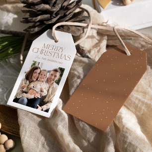 Modernes Toffee Brown Frohe Weihnachts-Foto Geschenkanhänger