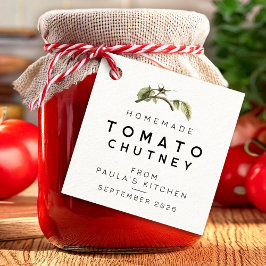 Modernes Tomato Chutney-Label mit Aquarellblatt Geschenkanhänger