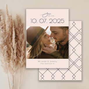 Modernes Topografisches Blush-Hochzeitssemble-Foto Save The Date